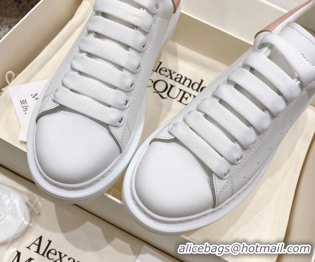 Top Quality Alexander McQueen Oversized Sneakers with Suede Heel White/Light Pink 614112