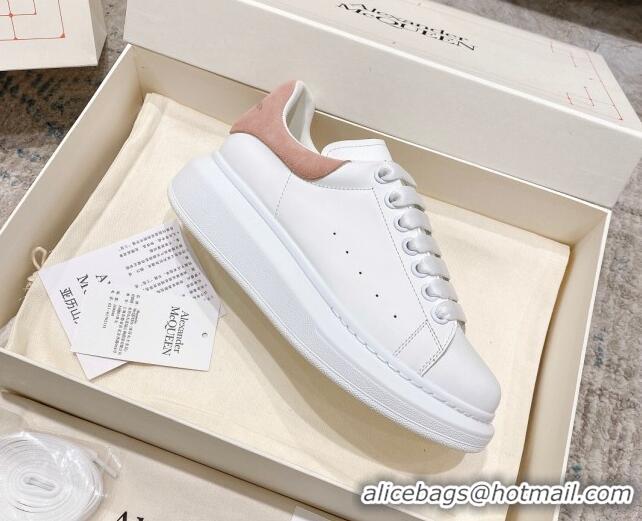 Top Quality Alexander McQueen Oversized Sneakers with Suede Heel White/Light Pink 614112