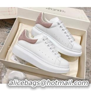 Low Price Alexander McQueen Oversized Sneakers with Suede Heel White/Powder Pink 614113