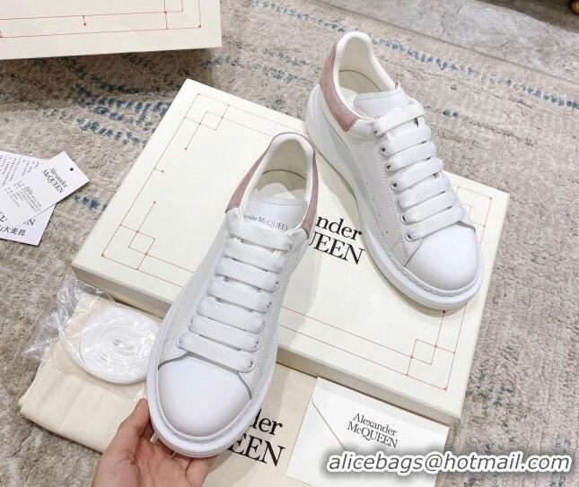 Low Price Alexander McQueen Oversized Sneakers with Suede Heel White/Powder Pink 614113