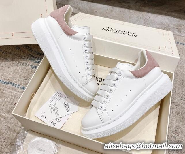 Low Price Alexander McQueen Oversized Sneakers with Suede Heel White/Powder Pink 614113