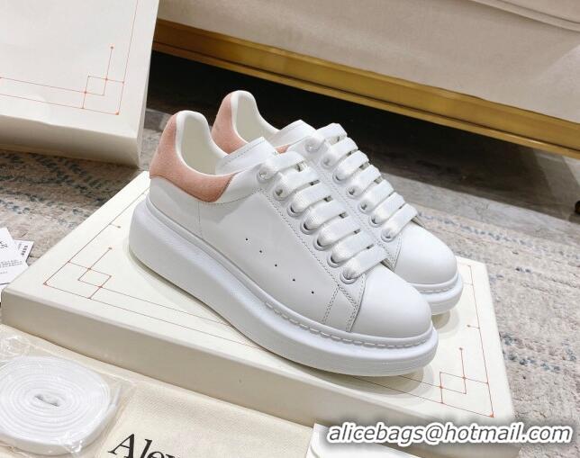 Low Price Alexander McQueen Oversized Sneakers with Suede Heel White/Powder Pink 614113