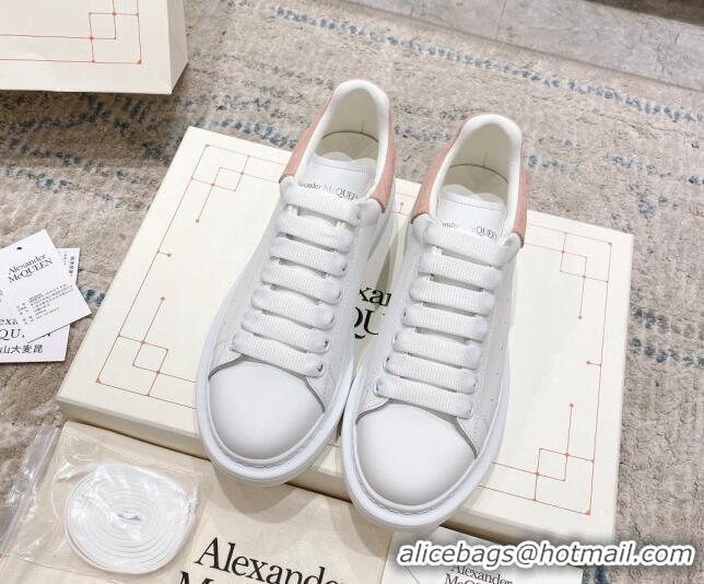 Low Price Alexander McQueen Oversized Sneakers with Suede Heel White/Powder Pink 614113