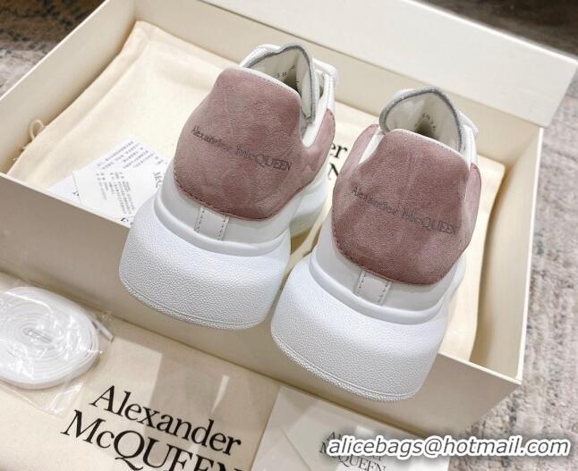 Low Price Alexander McQueen Oversized Sneakers with Suede Heel White/Powder Pink 614113