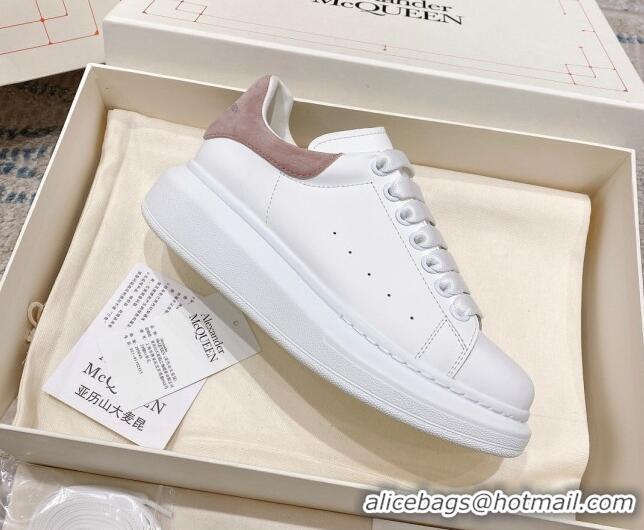 Low Price Alexander McQueen Oversized Sneakers with Suede Heel White/Powder Pink 614113