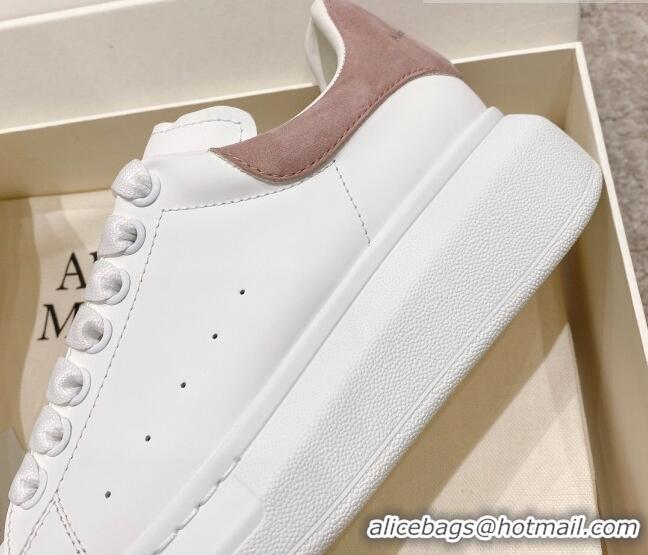 Low Price Alexander McQueen Oversized Sneakers with Suede Heel White/Powder Pink 614113