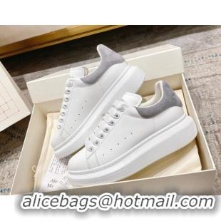 Low Cost Alexander McQueen Oversized Sneakers with Suede Heel White/Light Grey 614114