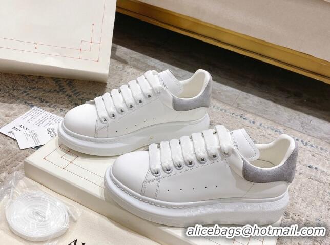 Low Cost Alexander McQueen Oversized Sneakers with Suede Heel White/Light Grey 614114