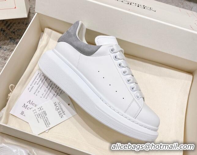 Low Cost Alexander McQueen Oversized Sneakers with Suede Heel White/Light Grey 614114