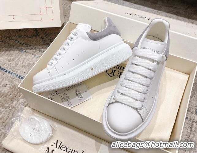 Low Cost Alexander McQueen Oversized Sneakers with Suede Heel White/Light Grey 614114