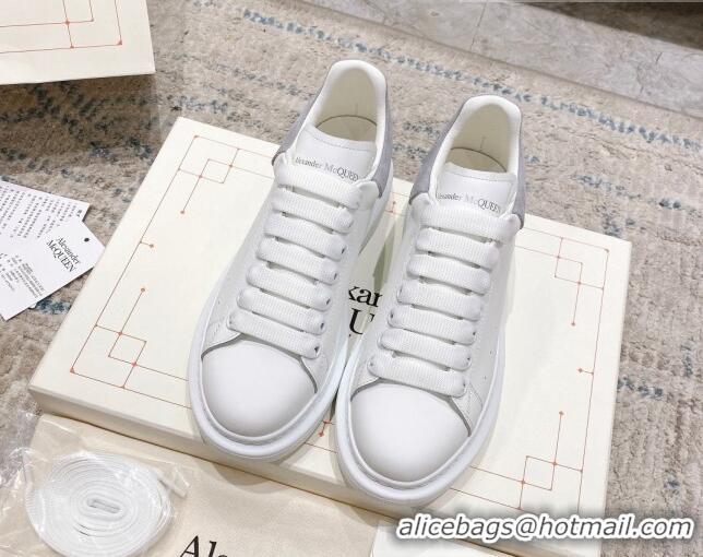 Low Cost Alexander McQueen Oversized Sneakers with Suede Heel White/Light Grey 614114