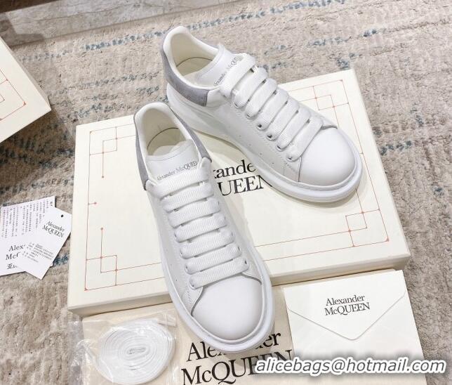 Low Cost Alexander McQueen Oversized Sneakers with Suede Heel White/Light Grey 614114