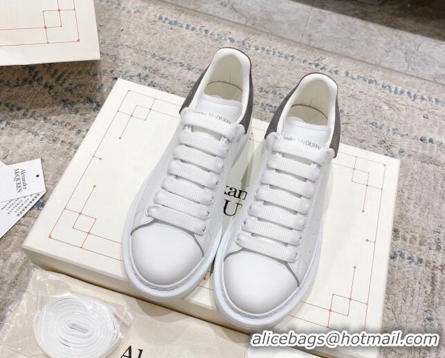 Most Popular Alexander McQueen Oversized Sneakers with Suede Heel White/Dark Grey 614116