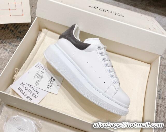 Most Popular Alexander McQueen Oversized Sneakers with Suede Heel White/Dark Grey 614116