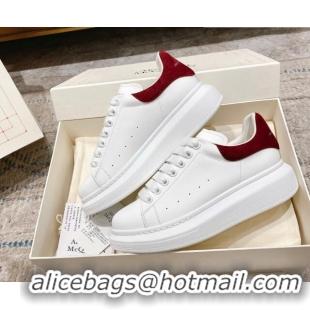 Shop Duplicate Alexander McQueen Oversized Sneakers with Suede Heel White/Burgundy 614115