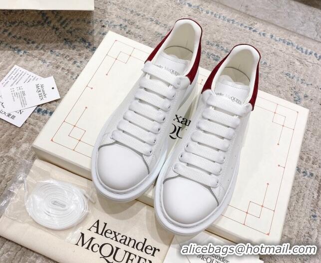 Shop Duplicate Alexander McQueen Oversized Sneakers with Suede Heel White/Burgundy 614115