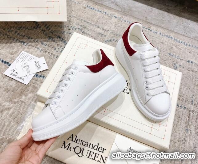 Shop Duplicate Alexander McQueen Oversized Sneakers with Suede Heel White/Burgundy 614115