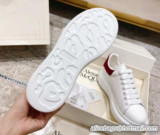 Shop Duplicate Alexander McQueen Oversized Sneakers with Suede Heel White/Burgundy 614115