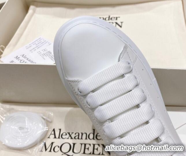 Good Looking Alexander McQueen Oversized Sneakers with Suede Heel White/Dark Blue 614117