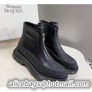 Low Price Alexander McQueen Tread Slick Zip Boot in Leather Black 926001