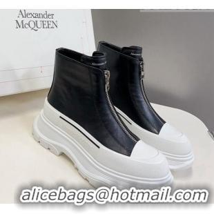 Good Product Alexander McQueen Tread Slick Zip Boot in Leather Black/White 926002