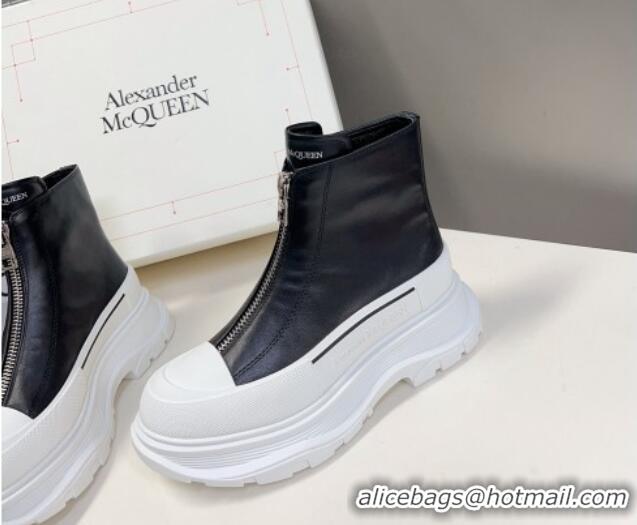 Good Product Alexander McQueen Tread Slick Zip Boot in Leather Black/White 926002