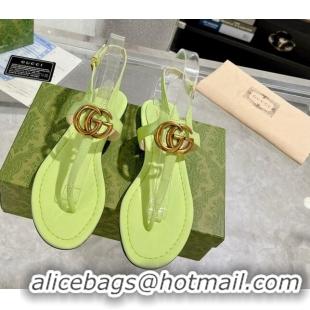 Sophisticated Gucci Leather Double G Flat Thong Sandals Light Green 620069