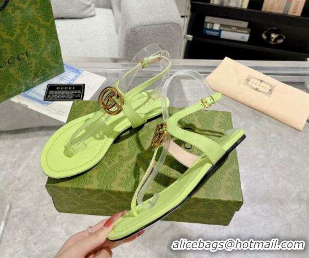 Sophisticated Gucci Leather Double G Flat Thong Sandals Light Green 620069