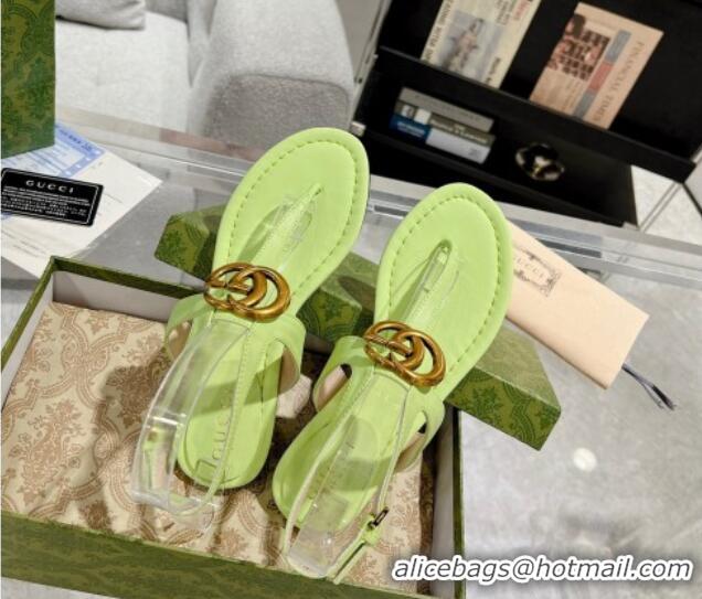 Sophisticated Gucci Leather Double G Flat Thong Sandals Light Green 620069