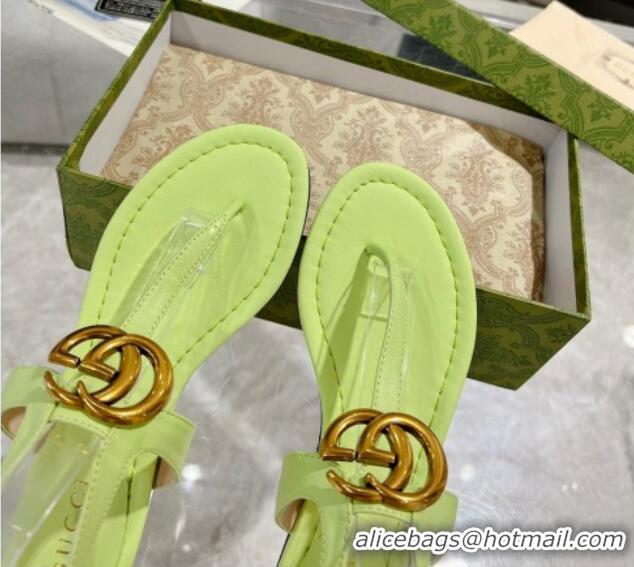 Sophisticated Gucci Leather Double G Flat Thong Sandals Light Green 620069