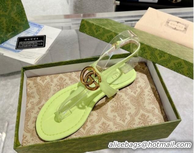 Sophisticated Gucci Leather Double G Flat Thong Sandals Light Green 620069