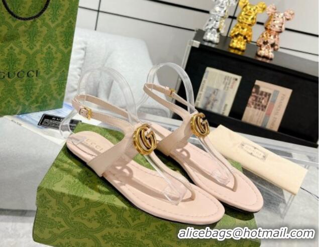 Lowest Price Gucci Leather Double G Flat Thong Sandals Nude 620070