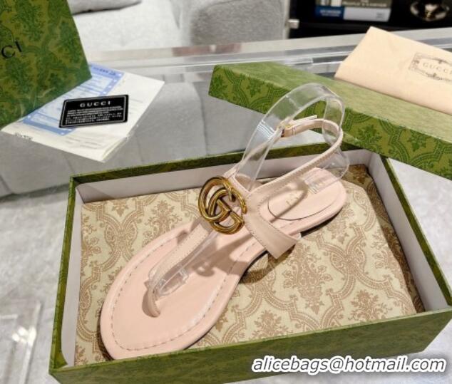 Lowest Price Gucci Leather Double G Flat Thong Sandals Nude 620070