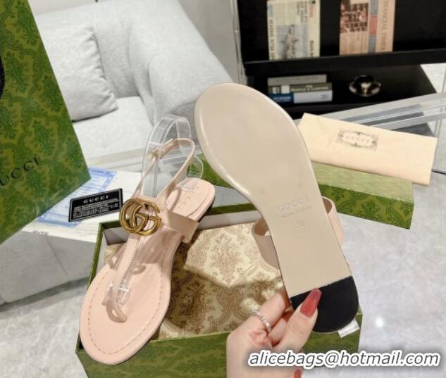 Lowest Price Gucci Leather Double G Flat Thong Sandals Nude 620070