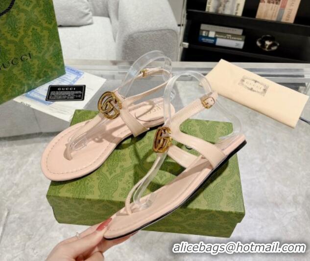 Lowest Price Gucci Leather Double G Flat Thong Sandals Nude 620070