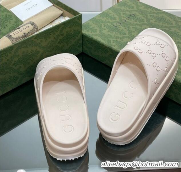 Purchase Gucci Rubber Platform Slide Sandal with Cut Out GG White 620073