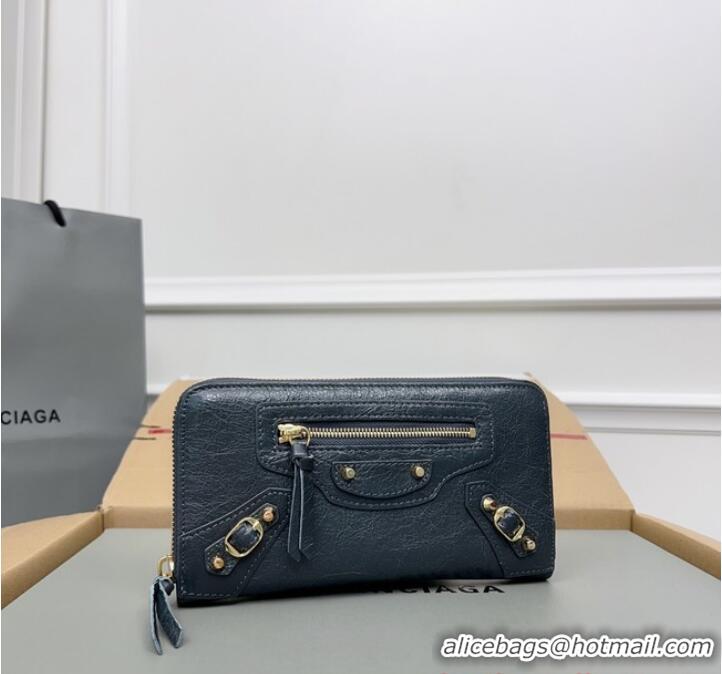 Inexpensive Balenciaga WOMENS NEO CLASSIC CONTINENTAL WALLET 64011 dark blue