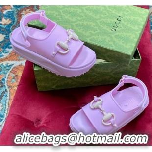 Low Price Gucci Horsebit Rubber Slingback Platform Sandals Purple 620091