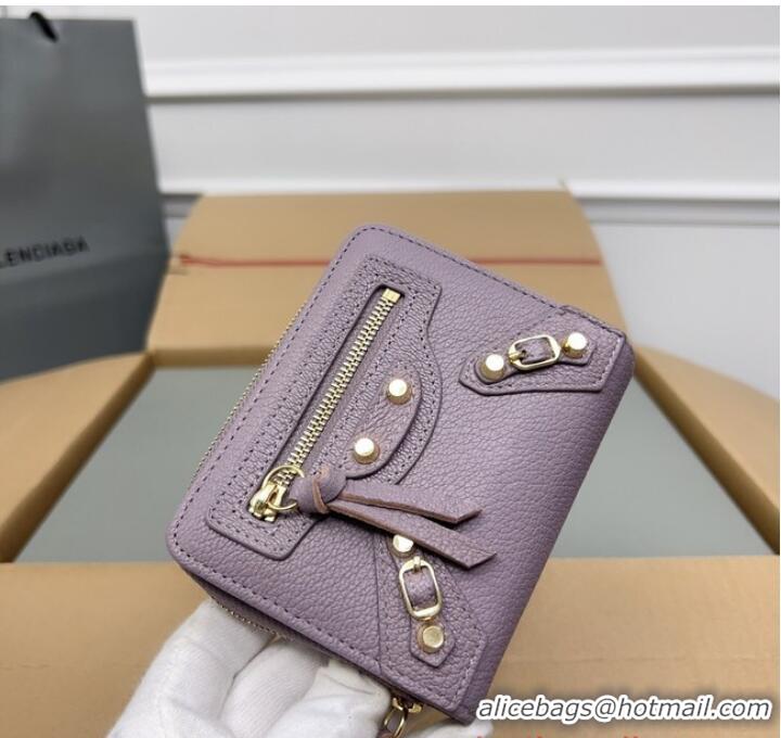 Super Quality Balenciaga WOMENS LE CAGOLE MINI WALLET 71523 Light purple