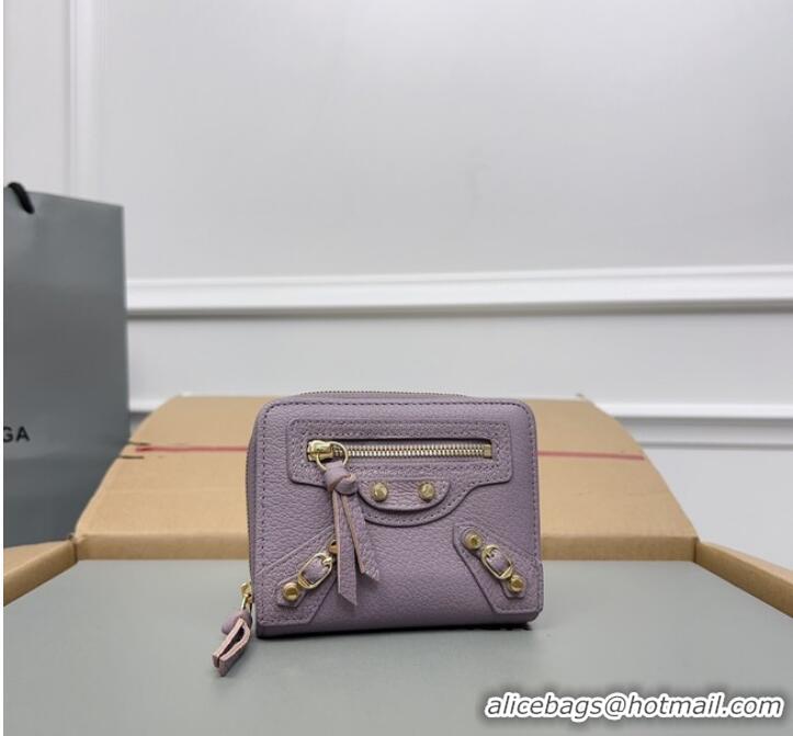 Super Quality Balenciaga WOMENS LE CAGOLE MINI WALLET 71523 Light purple