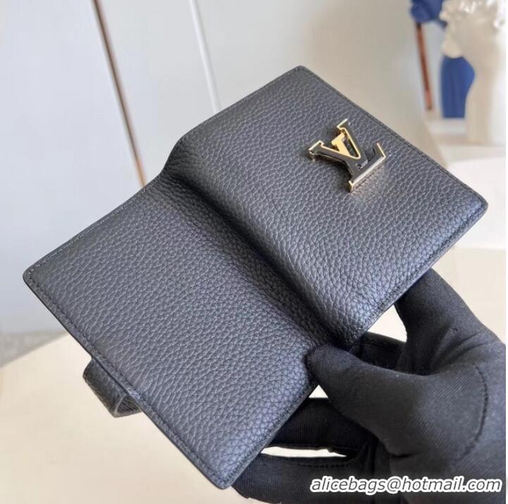 Super Quality Louis Vuitton Vertical Compact Wallet M82461 BLACK