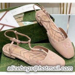 Big Discount Gucci Double G Ballet Flat in Jumbo GG Canvas Nude Pink 703098