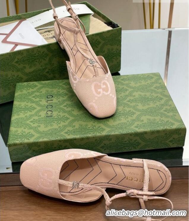 Big Discount Gucci Double G Ballet Flat in Jumbo GG Canvas Nude Pink 703098