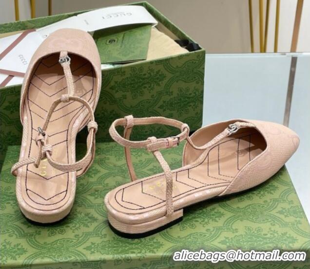 Big Discount Gucci Double G Ballet Flat in Jumbo GG Canvas Nude Pink 703098