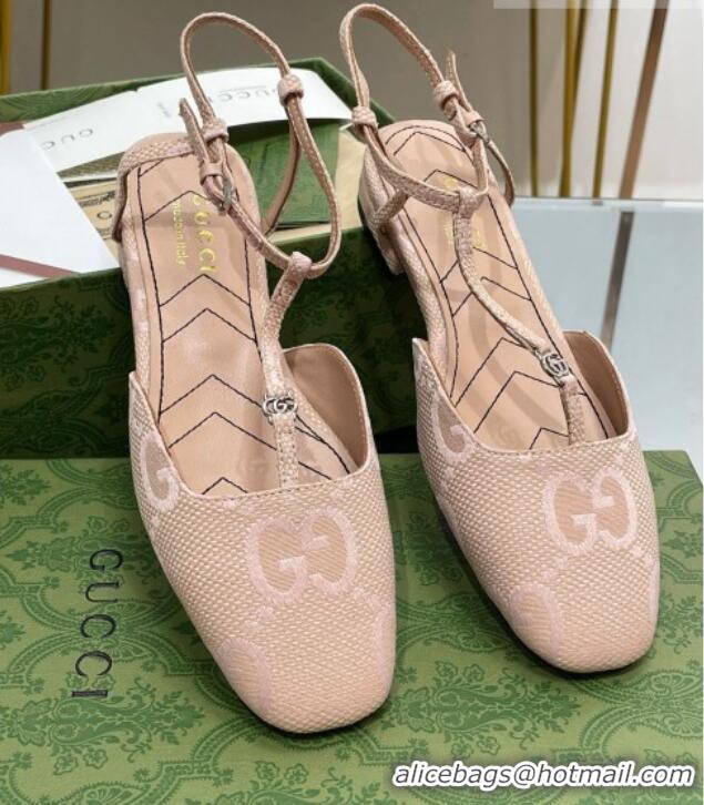 Big Discount Gucci Double G Ballet Flat in Jumbo GG Canvas Nude Pink 703098