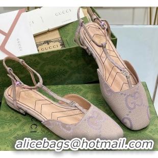 Unique Style Gucci Double G Ballet Flat in Jumbo GG Canvas Purple 703102