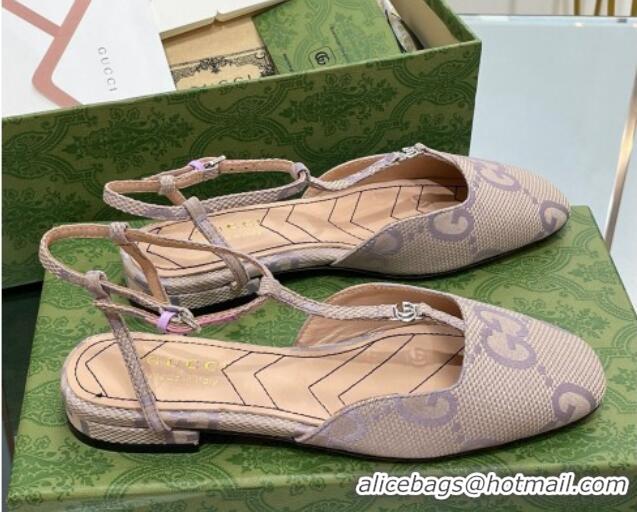 Unique Style Gucci Double G Ballet Flat in Jumbo GG Canvas Purple 703102