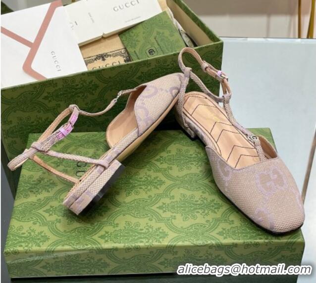 Unique Style Gucci Double G Ballet Flat in Jumbo GG Canvas Purple 703102