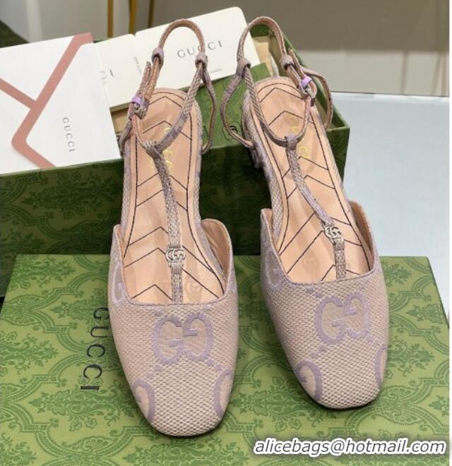 Unique Style Gucci Double G Ballet Flat in Jumbo GG Canvas Purple 703102