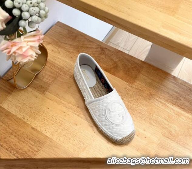 Lowest Price Gucci Interlocking G Espadrilles in Raffia Straw White 711040